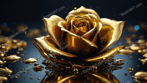 A Golden Rose in a Luxurious Abstract World