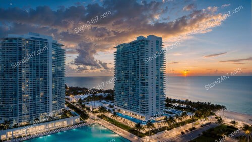 Sunset Serenity at a Luxurious Coastal Condo Complex