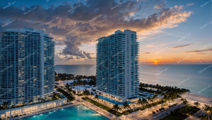 Sunset Serenity at a Luxurious Coastal Condo Complex