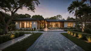 Elegant Florida Home at Dusk: Modern Design and Luxury