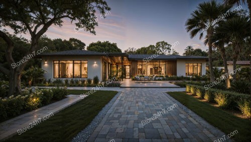 Elegant Florida Home at Dusk: Modern Design and Luxury