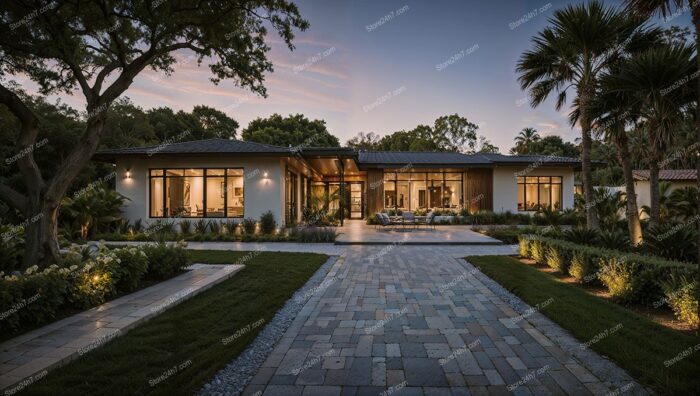 Elegant Florida Home at Dusk: Modern Design and Luxury