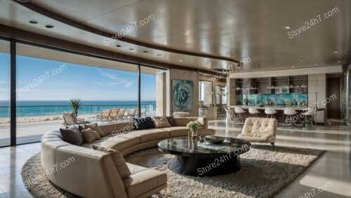 Luxurious Beachfront Condo Living Room with Ocean View