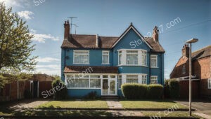 Blue Two-Storey House in Liverpool, UK