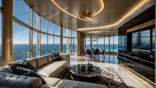 Golden Elegance in Luxurious Ocean View Coastal Apartment