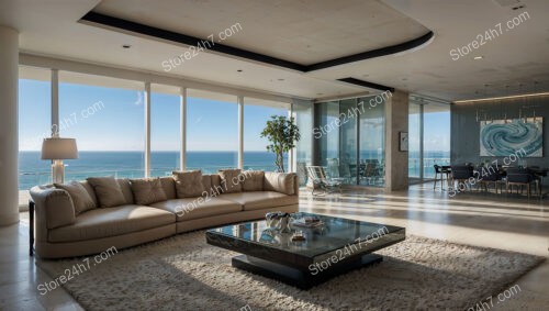 Luxurious Coastal Condo Living Room with Ocean View