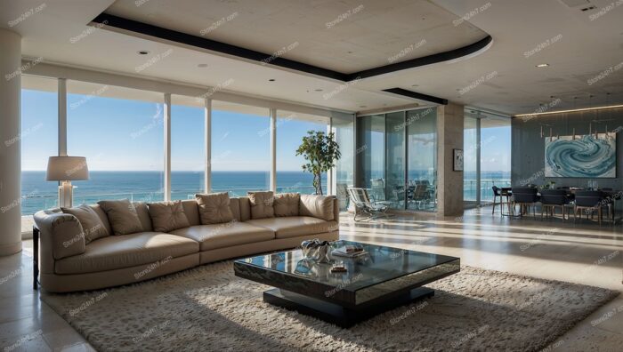 Luxurious Coastal Condo Living Room with Ocean View