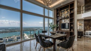 Elegant High-Rise Condo Dining with Stunning Ocean View