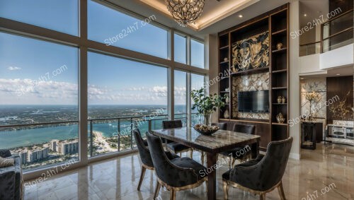 Elegant High-Rise Condo Dining with Stunning Ocean View