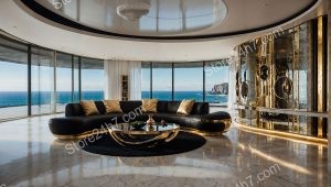 Opulent Black and Gold Coastal Apartment with Ocean View