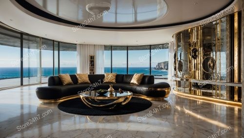 Opulent Black and Gold Coastal Apartment with Ocean View