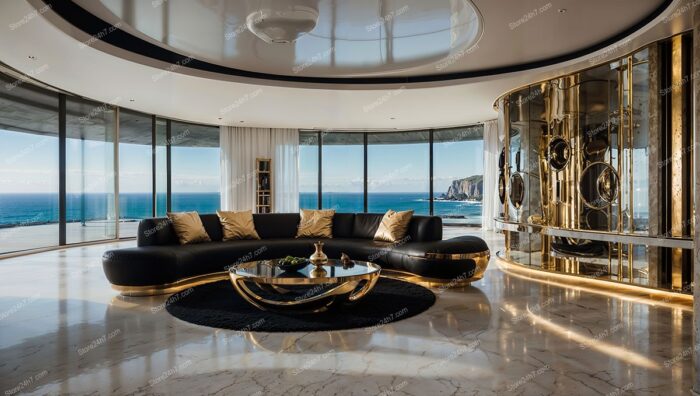 Opulent Black and Gold Coastal Apartment with Ocean View