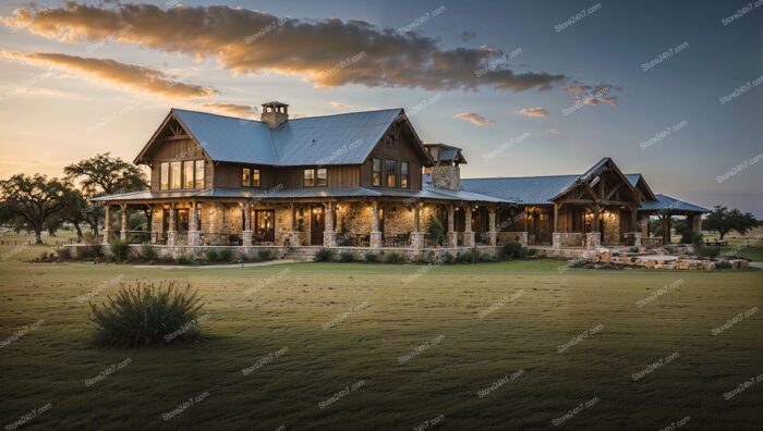 Elegant Stone Ranch House with Sunset Views