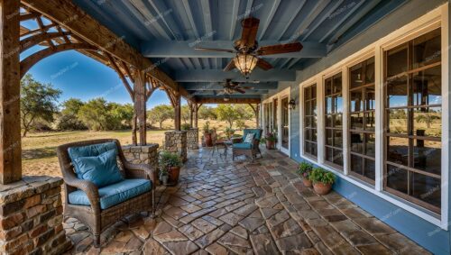 Charming Blue Ranch House with Spacious Veranda