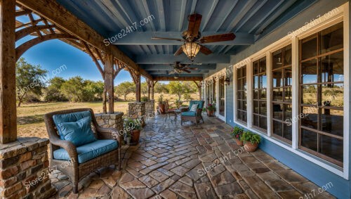 Charming Blue Ranch House with Spacious Veranda