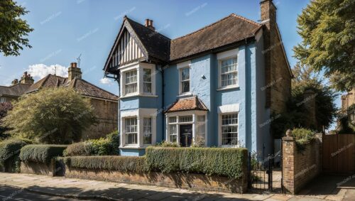 Charming Two-Storey Blue House in London Suburb