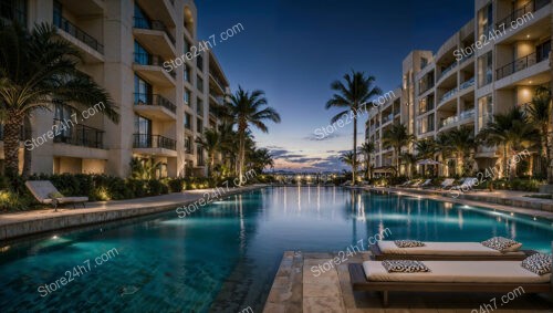 Twilight Reflections at an Exclusive Oceanfront Condo Complex
