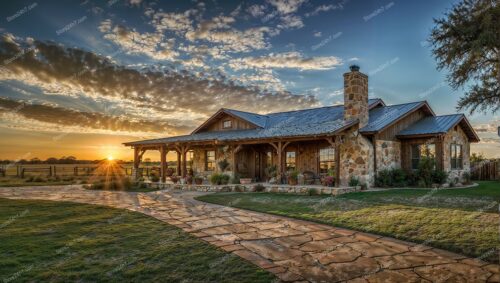 Stunning Ranch House at Sunrise with Scenic Views