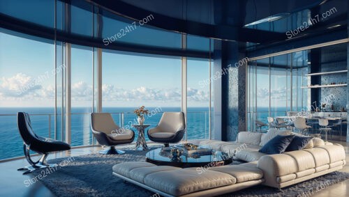 Stylish Coastal Condo Interior with Panoramic Ocean View