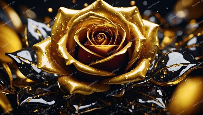 The Golden Rose in an Abstract Luxury World