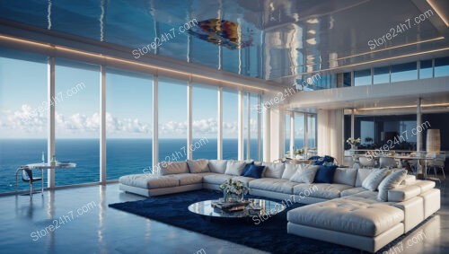 Sophisticated Oceanfront Condo Living Room with Modern Elegance