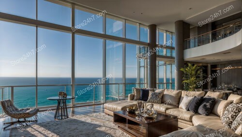 Spacious Coastal Condo Living Room with Panoramic Ocean View