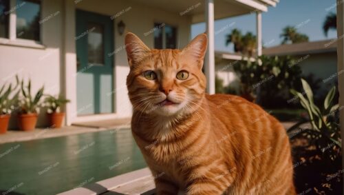 Orange Cat Relishes New Single Family Home Life