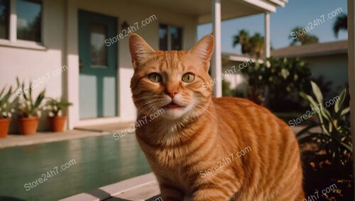 Orange Cat Relishes New Single Family Home Life