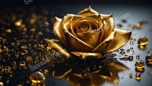The Radiant Golden Rose in a Surreal World
