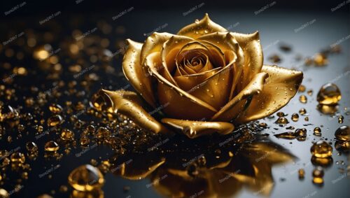 The Radiant Golden Rose in a Surreal World