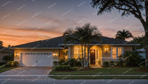 Twilight Embrace at a Charming Suburban Home Retreat