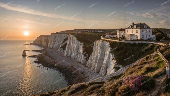 Charming Coastal House Overlooking the English Channel Sunset