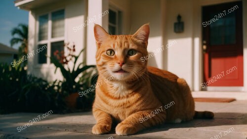 Contented Cat Enjoys Sun at New Single Family Home