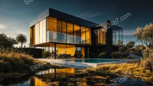Sleek Modern Home Blends Serenity with Golden Desert Sun