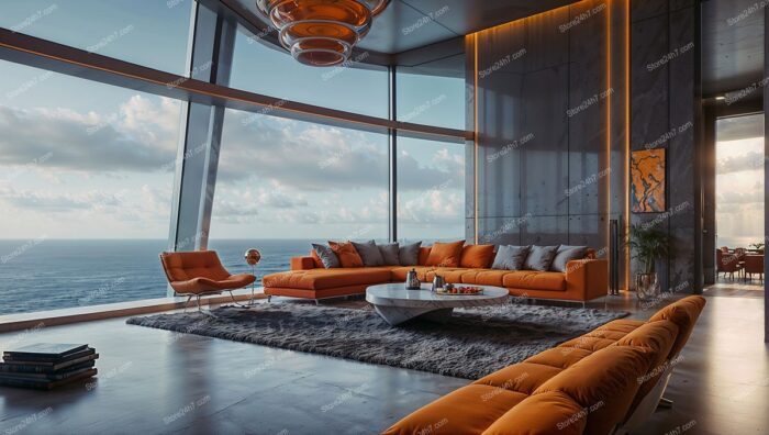 Luxurious Oceanfront Condo Living Room with Panoramic Views