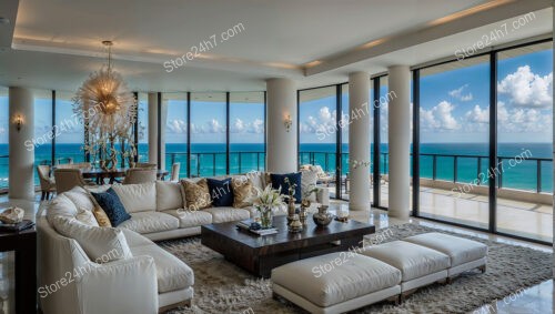 Sophisticated Ocean View Condo Living Room Design