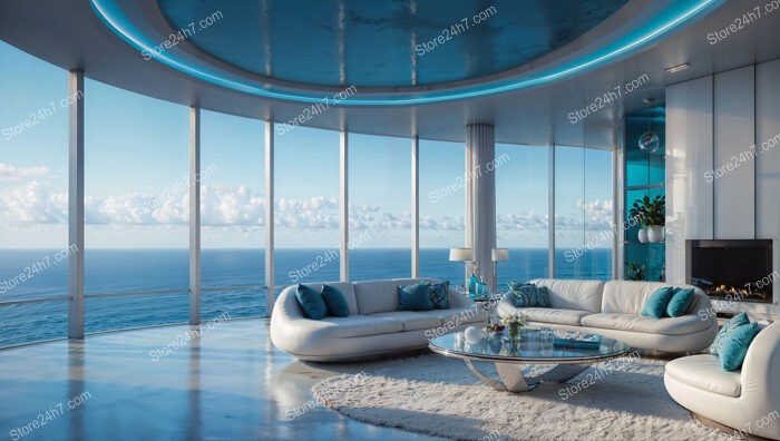 Coastal Luxury Living Room with Serene Ocean View