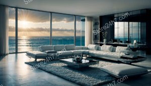 Stunning Ocean View Condo Living Room at Sunset