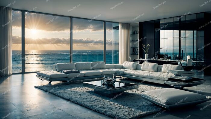 Stunning Ocean View Condo Living Room at Sunset