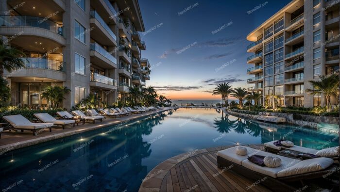 Sunset Reflections at a Luxurious Oceanfront Condo Retreat