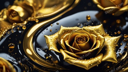 Golden Rose in Enchanting Abstract Golden Fantasy World
