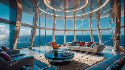Coastal Elegance in Curved Glass Luxury Penthouse