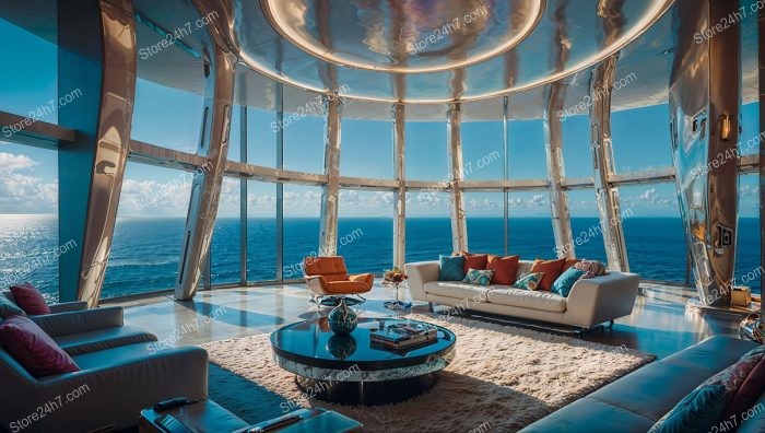 Coastal Elegance in Curved Glass Luxury Penthouse