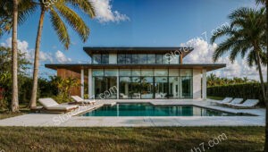 Modern Glass House with Pool in Tropical Paradise