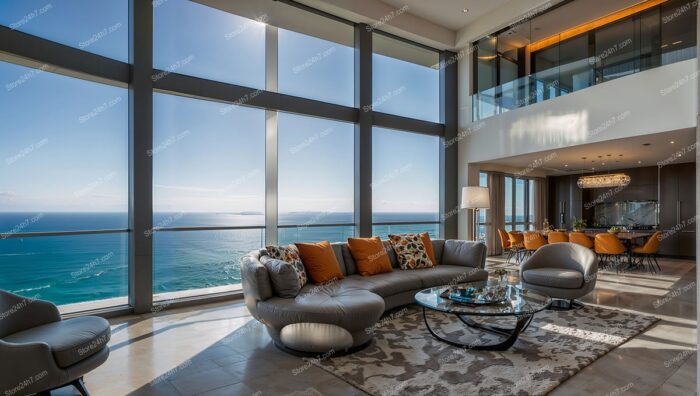 Luxurious Oceanfront Condo Living Room with Panoramic Views