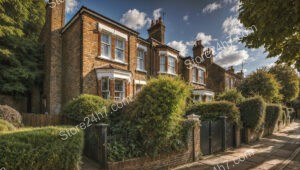Brick Homes Amidst Lush Greenery in London