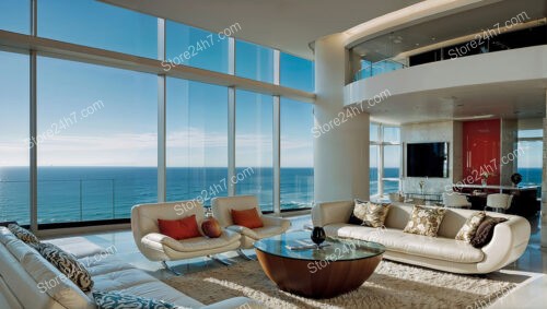 Luxurious Modern Living Room with Expansive Ocean View