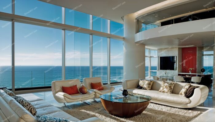 Luxurious Modern Living Room with Expansive Ocean View