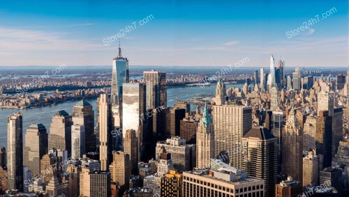 Manhattan Skyline from Above: Clear Day View