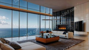 Modern Luxury Living Room in Ocean View Coastal Condo